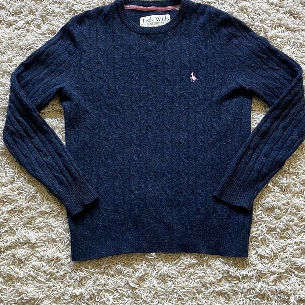Jack Wills Navy Blue Cable Knit Sweater